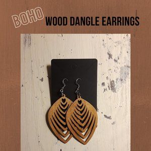 Ladie's Wood Dangle Earrings - Boho Style, Jewelry, Handmade Gifts, Earrings
